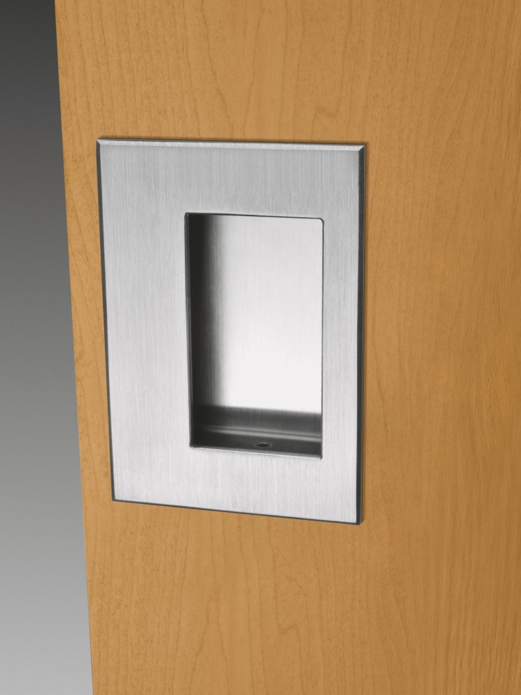 Recessed flush pulls are flush-mounted and designed without pinch points.