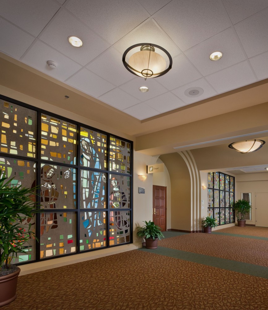 Under certain vibration conditions experienced in an earthquake, ceiling motion can increase and lead to near total failure of the acoustical ceiling. Mitigating these concerns, Marian Regional Medical Center features seismic perimeter clip products to meet the International Code Council (ICC) seismic performance requirements and provide a clean, sleek look.