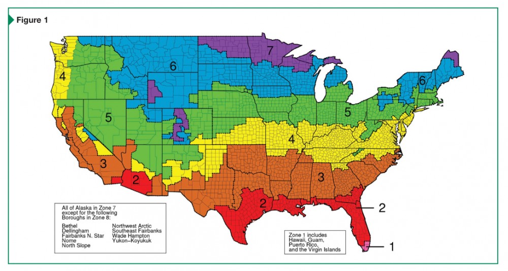 This map shows the U.S. Climate Zones based on 2009 International Energy Conservation Code (IECC). [CREDIT] Data courtesy Building Energy Codes Resource Center, Pacific Northwest National Laboratory, U.S. Department of Energy 