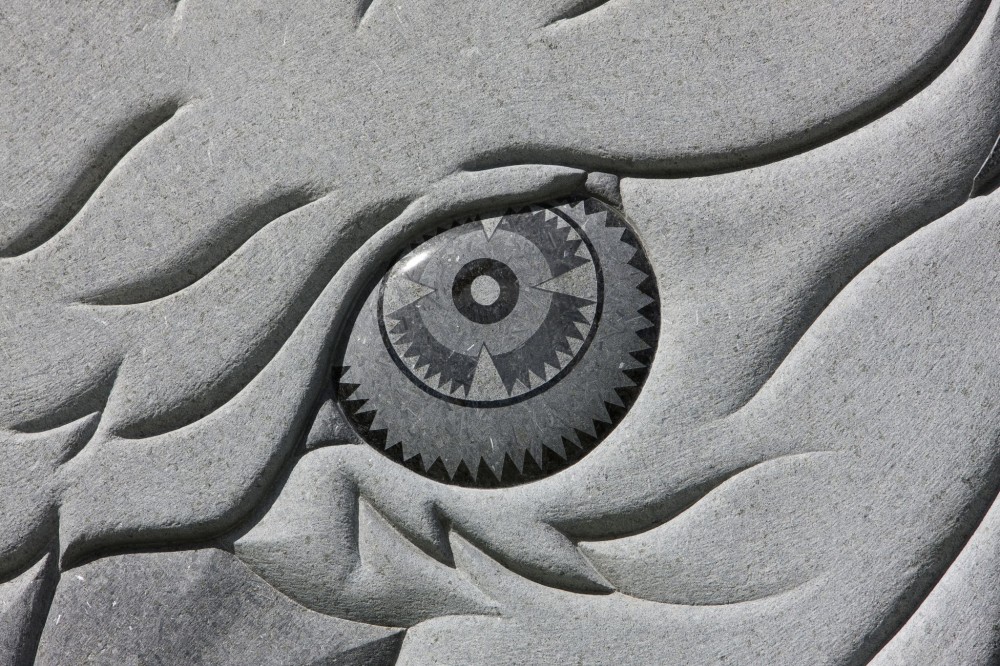 The eagle’s eye at the Wall of Remembrance at Eagle Circle shows an example of the intricate work possible on granite through new technologies.