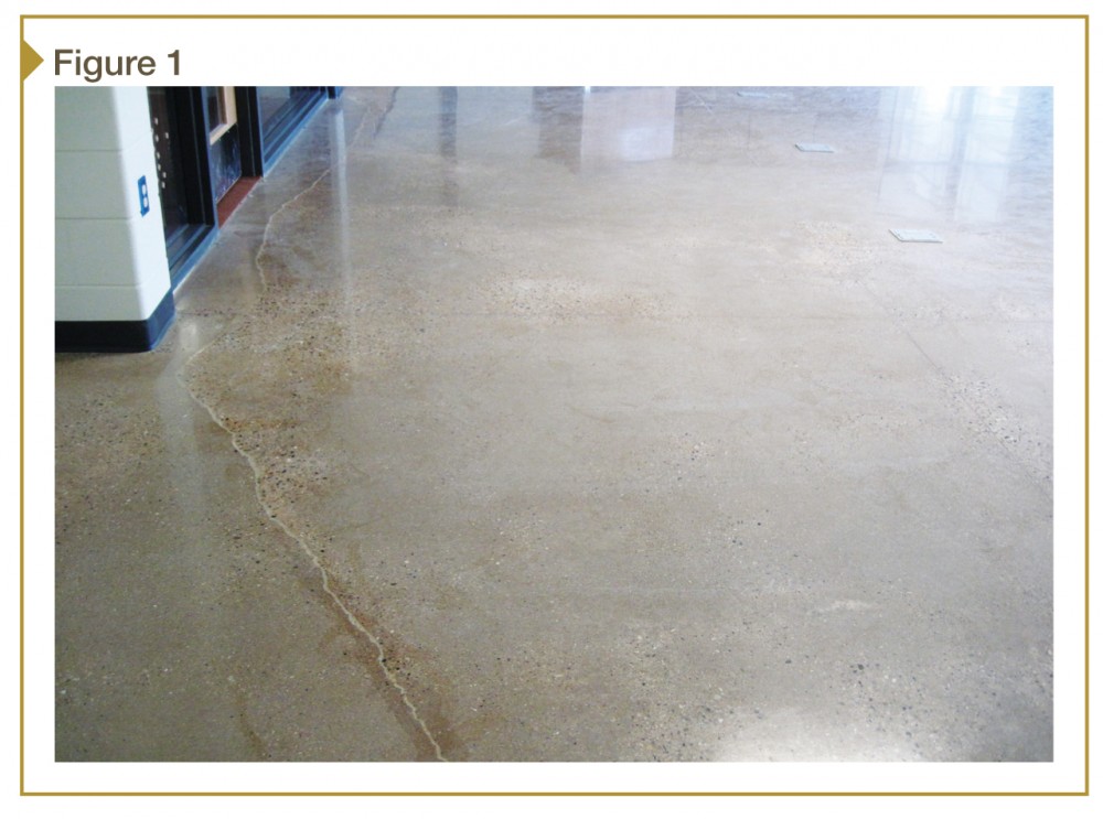 This polished concrete floor was designed with synthetic fiber reinforcement but without welded wire reinforcement (WWR). Photos courtesy Paul Pott