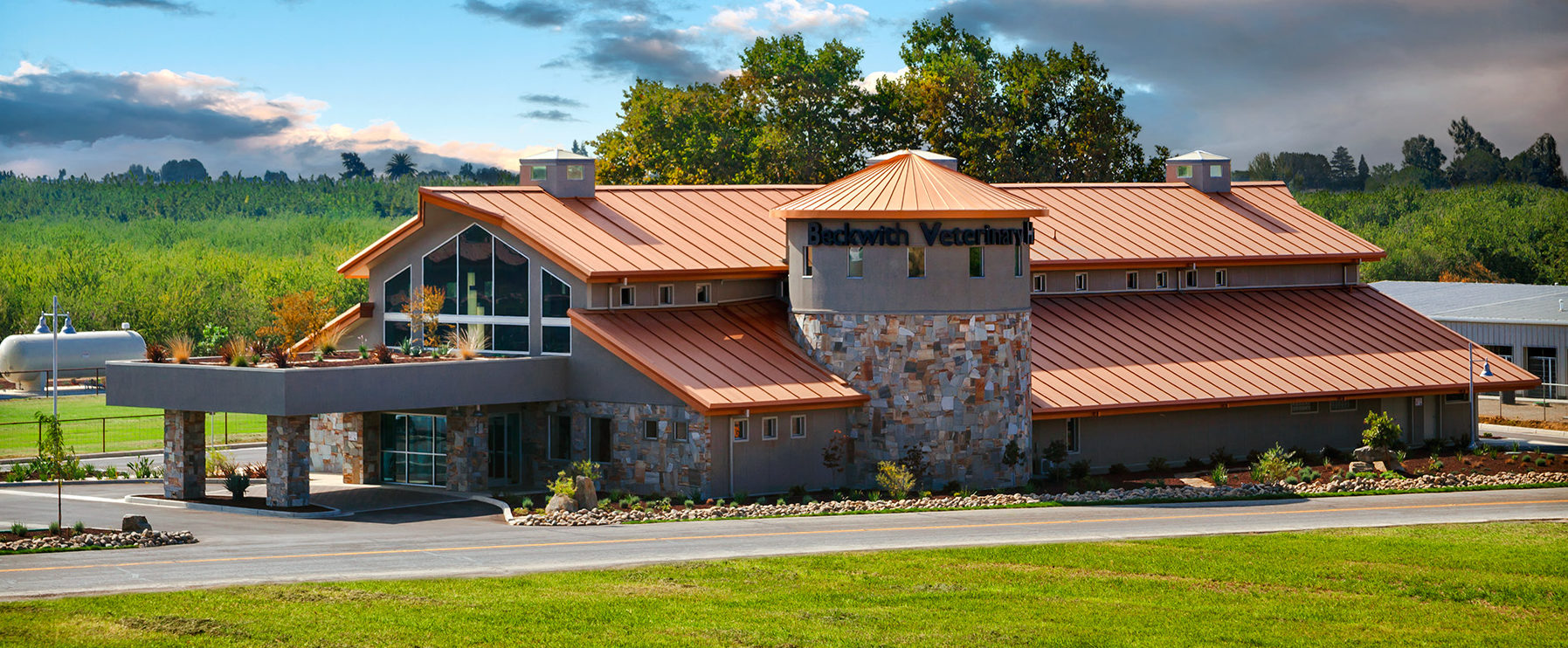 Modesto, California’s Beckwith Animal Hospital includes two buildings—a 1300-m2 (14,000-sf) small-animal facility, and a large animal center of about 278 m2 (3000 sf). Photos courtesy Kingspan Insualted Panels