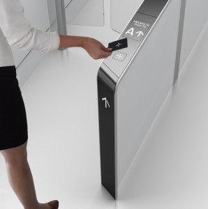 Large office buildings are more often using a turnstile application for security purposes.
