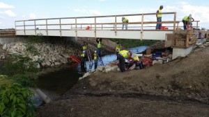 Installation of instrumentation and wiring for the monitoring described in this article.