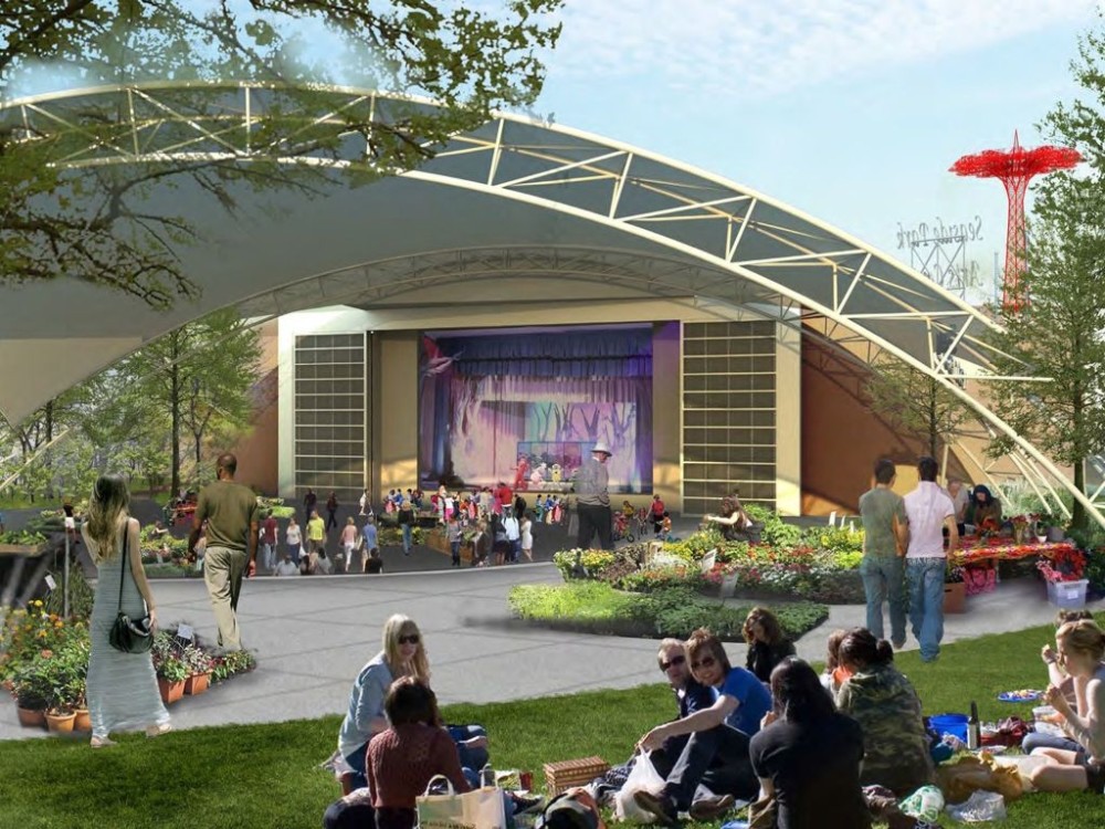 An artist’s rendering of the amphitheater at the Seaside Park and Community Arts Center in Coney Island. Photo courtesy Pipitone Group
