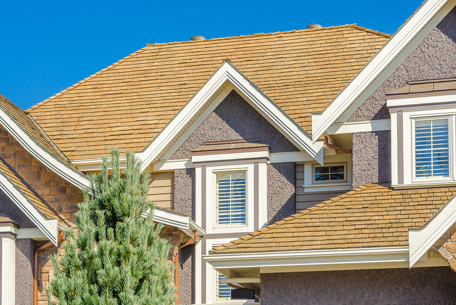 The roof of the house with nice window.