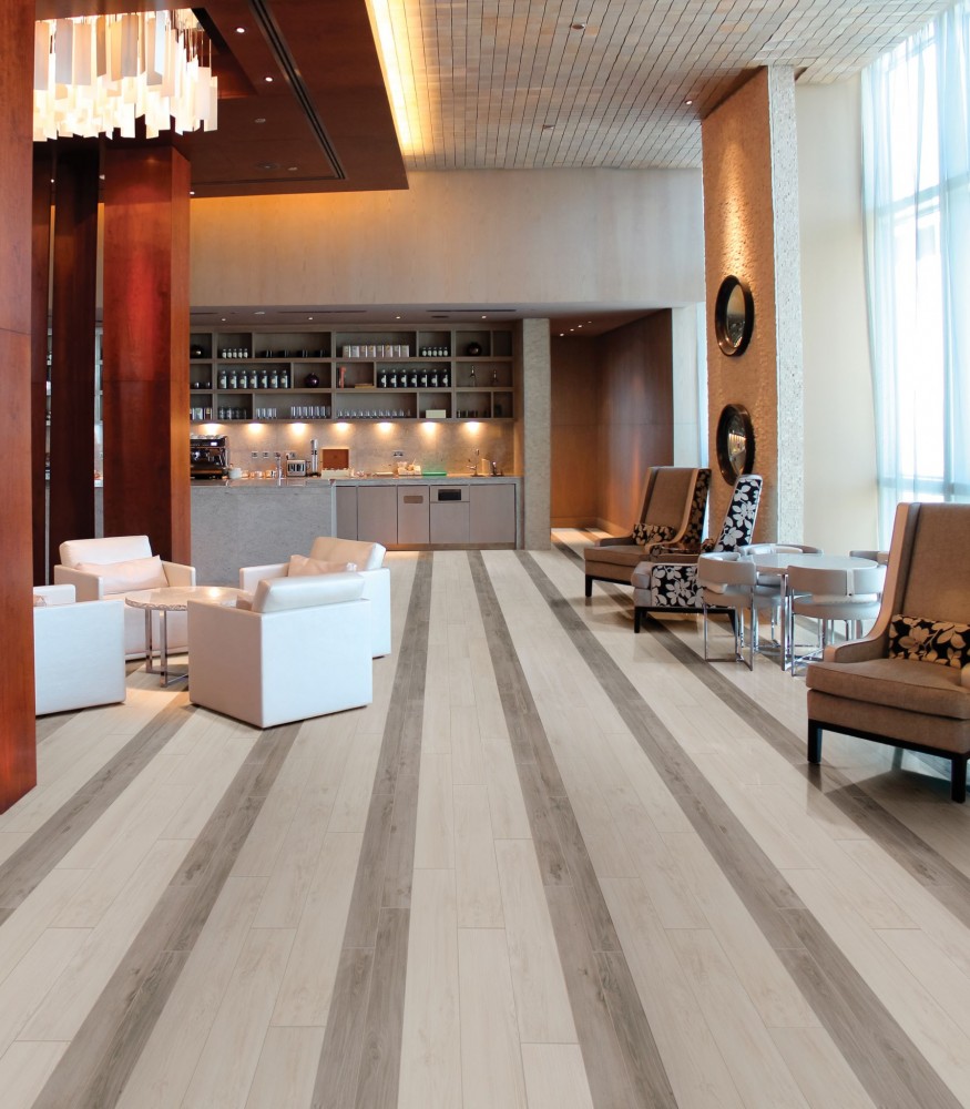 Not only is the design of the movement joints important to a tile or stone fl oor installation’s success, but so is the type of sealant or caulking used to fi ll those joints. Photo courtesy Daltile