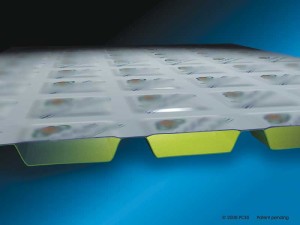Phase-change materials (PCMs) are made from highly refined soybean and palm oils and are 100 percent biodegradable and recyclable. Buildings incorporating metal roofing and/or wall systems with phase change material may achieve points in several Leadership in Energy and Environmental Design (LEED) categories. Image © Phase Change Energy Solutions Inc.
