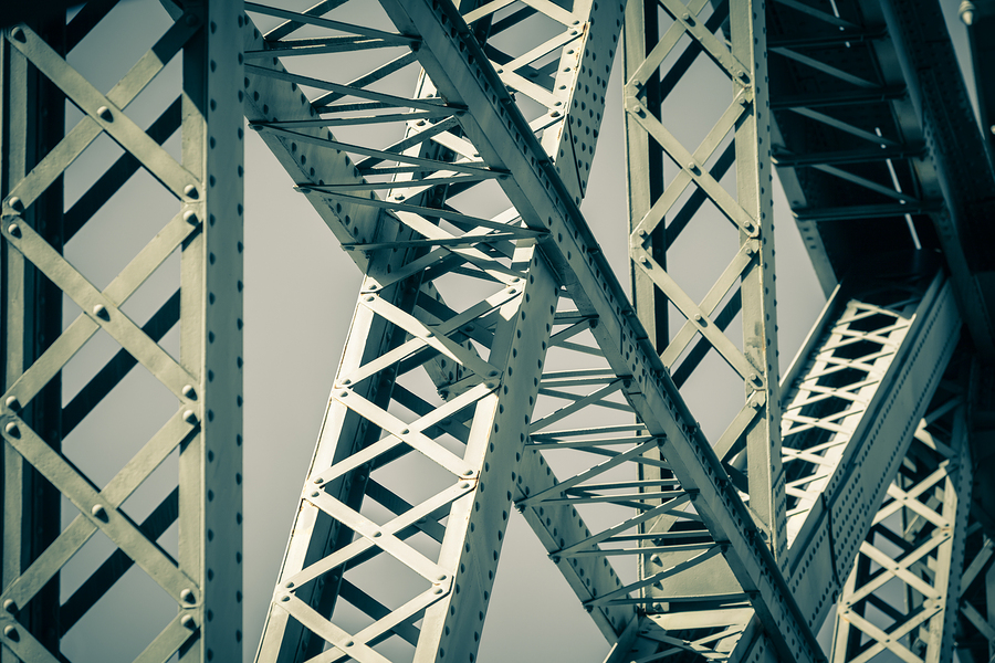 detail Modern Bridge frame closeup. Filtered image