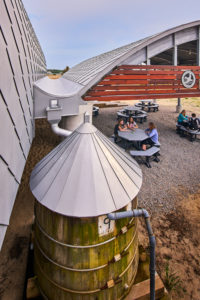 The center harvests rainwater from the roof. It is then filtered for drinking and hand-washing.