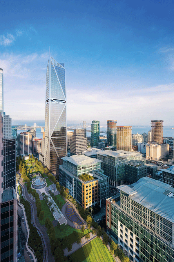 181 Fremont Street in San Francisco, Calif., is a 244-m (800-ft) building designed to be resilient against structural damage in a significant earthquake. Photos courtesy 181 Fremont
