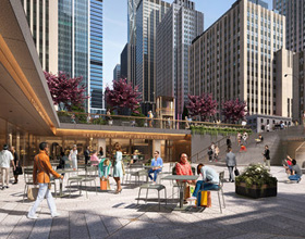 Manhattan public plaza, retail gateway receiving M renovation 