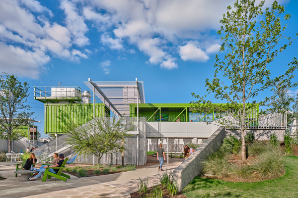 Shipping containers become key motif in Austin FC soccer complex