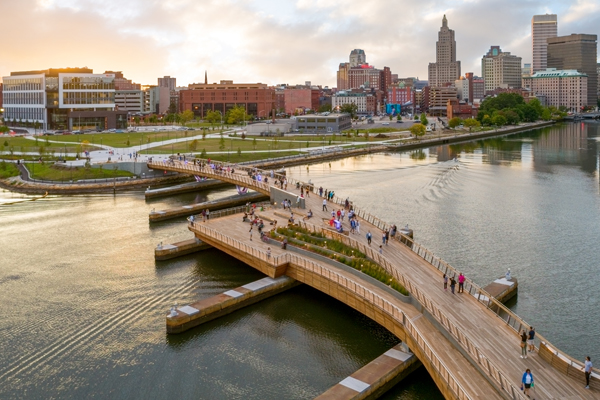 Rhode Island's curved timber bridge fabricated with special carpentry technique 