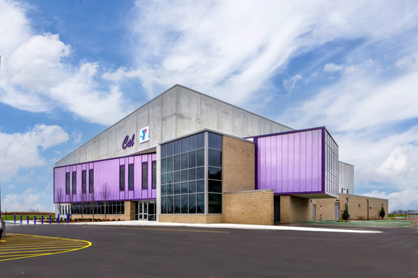 A community center that glows purple