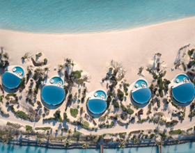 This luxury resort floats above a coral reef