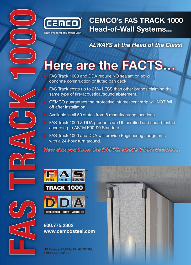 CEMCO's FAS TRACK 1000 Head-of-Wall Systems...