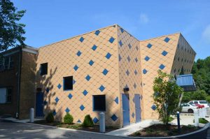 Metal panels were selected for their durability, as well as their flexible design possibilities.