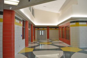 Designers developed a multicolor palette with a separate color theme created for each school wing.