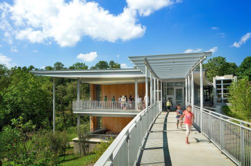 Frick Environmental Center is designed to use 40 percent less energy when compared to buildings of the same size in the same region. Photo by Elliott Cramer for Denmarsh Photography