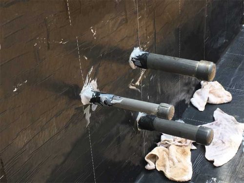 Figure 4: Pipes must be wrapped with an expanding bentonite waterstop if they are installed before the concrete.