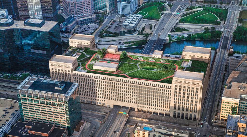 Gensler’s renovation of the Old Chicago Main Post Office includes plans for a 4-acre rooftop terrace. All images © 601w Companies/Gensler