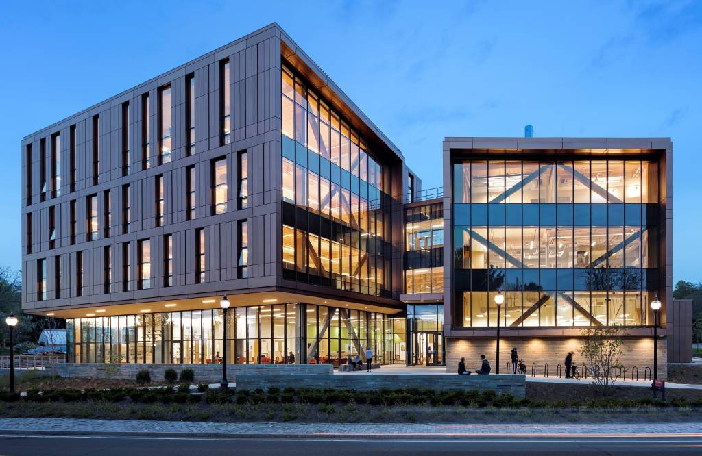 Simpson Gumpertz & Heger received a Gold Engineering Excellence Award from the American Council of Engineering Companies of Massachusetts for its design of the John W. Olver Design Building. Photo courtesy ACEC/MA