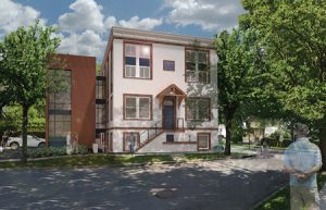 Rendering of a former masonic lodge repurposed as a 10-unit, mixed-income residential building in Princeton, New Jersey. Photo courtesy JZA+D