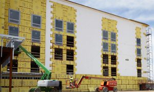 Using a wall barrier system helped Hilton Homewood Suites in Michigan save time and money. Photo courtesy Georgia-Pacific