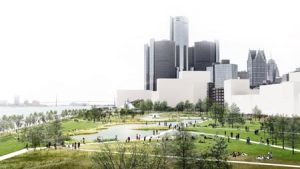 Detroit East Riverfront Framework Plan, in Detroit, by Skidmore, Owings & Merrill LLP, is one of the projects receiving the American Institute of Architects (AIA) 2019 Institute Honor Awards for Regional and Urban Design. Photo courtesy AIA