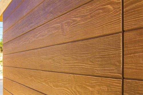 Fiber cement can be molded to resemble natural products such as wood.