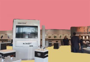 Ceiling area (pink) is typically equal to the gross floor area (yellow), but is more visible as a large percent of most floors is covered
by furnishings, equipment, and occupants. As room sizes increase, ceilings occupy a relatively greater proportion of a person’s visual field because walls recede due to perspective. Photo © Hanna Chusid