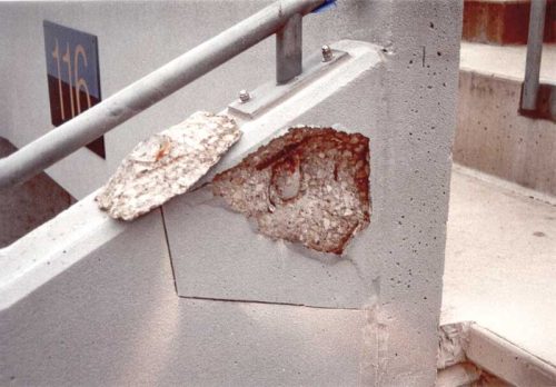 Figure 8: Side of wall spalled due to small bit of expansive grout.