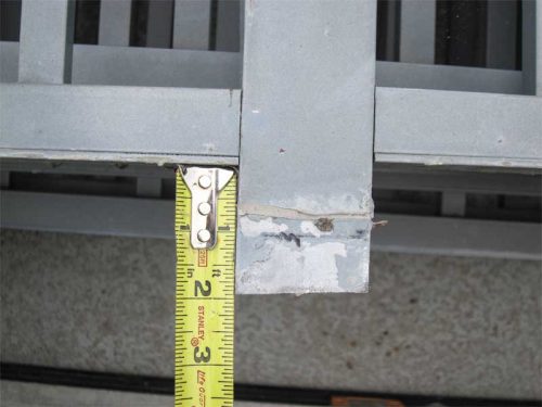 Figure 9: Rail post cut short to accommodate reinforcing steel.