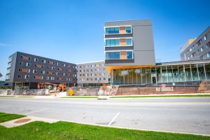 A new research will study the behavior of cross-laminated timber (CLT) at Adohi Hall, at the University of Arkansas (U of A) campus in Fayetteville, Arkansas. Photo courtesy Whit Pruitt/University of Arkansas