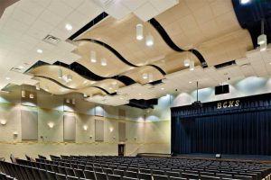 The main music rooms in education facilities have larger envelopes to provide the volume necessary for reverberation, but also have reflectors and diffusers suspended inside them to promote music strength and clarity simultaneously. Photo courtesy Robert Pepple/Pepple Photography