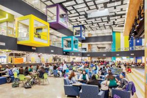Some common spaces in schools are so enormous, the sound sources are simply not loud enough to energize the room. It is like being outside with no architectural enclosure at all. Photo courtesy Thomas McConnell LLC