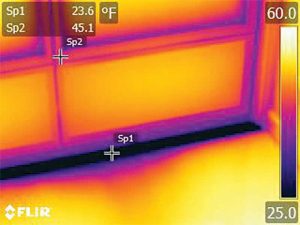 Figure 5: Infrared scan of non-thermally broken thresholds from Figure 4 (darker colors indicate lower temperatures).