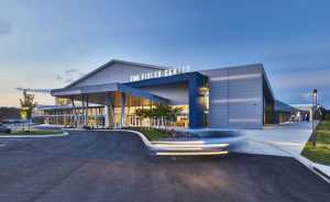 The Finley Center sports complex in Hoover, Alabama, used an insulated metal panel (IMP) system to tie different portions of the facility together in materiality and appearance. Photo courtesy Metal Construction Association