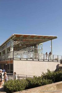 Steel members were painted in a mint green finish coat formulated for long-term color and gloss retention, providing an industrial feel and a hue in harmony with the landscape and similar to colors on existing structures.