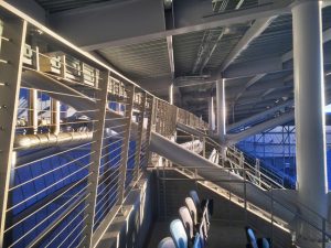 A cable railing system was utilized on the Allianz Field in St. Paul, Minnesota, to enhance safety and optimize sightlines. Photo courtesy Trex Commercial Products