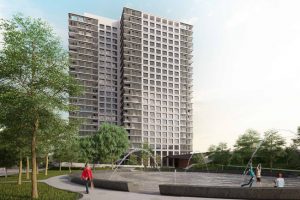 Murphy Burnham & Buttrick Architects (MBB)-designed Garitage Park residential tower in Sofia, Bulgaria, is ready to kick off construction. Image courtesy MBB