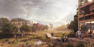 Designed by Henning Larsen, the Fælledby masterplan creates a close-knit community and an intimate connection to nature into a new, sustainable district. Image courtesy Henning Larsen