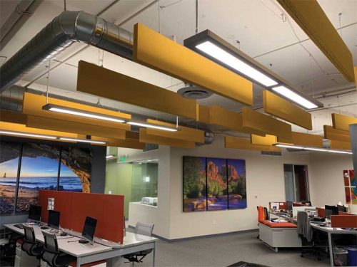 An alternative to traditional fabric-wrapped panels, paintable ones offer designers the flexibility to blend in or stand out when adding acoustic treatment to a wall or ceiling.