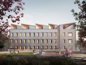 Generate and Placetailor are planning Boston’s first cross-laminated timber (CLT) apartment. Rendering courtesy Generate