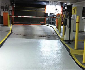 Parking garage areas subject to the heaviest abuse caused by constant traffic, such as the ticket spitter, helical turns, and ramps, benefit from the superior durability and crack-bridging capabilities of PUMA systems.