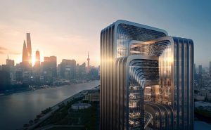 Zaha Hadid Architects (ZHA) is building the new Shanghai headquarters of the China Energy Conservation and Environmental Protection Group (CECEP). Rendering courtesy Negativ.com
