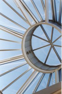 This unusual structure is a massive component that was highly engineered. Skylights can be of both practical and aesthetic value. Photos courtesy Wasco