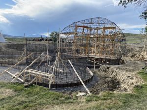 Kanye West reveals a new image on Twitter of his dome-shaped housing prototypes located in Calabasas, California. Photo courtesy Kanye West Twitter