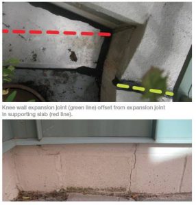 Figure 5: Knee wall with no expansion joint spanning across expansion joint